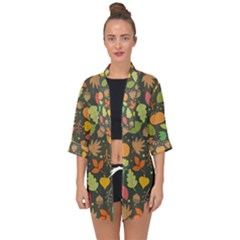 Thanksgiving Pattern Open Front Chiffon Kimono by Valentinaart