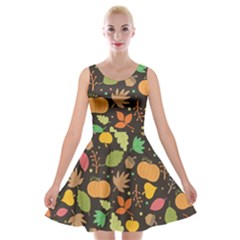 Thanksgiving Pattern Velvet Skater Dress by Valentinaart