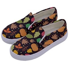 Thanksgiving Pattern Kids  Canvas Slip Ons by Valentinaart