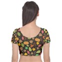 Thanksgiving pattern Velvet Short Sleeve Crop Top  View2