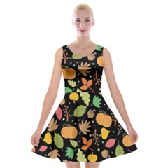 Thanksgiving Pattern Velvet Skater Dress by Valentinaart