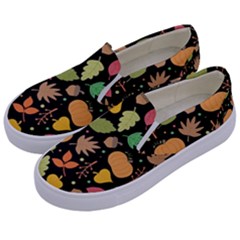 Thanksgiving Pattern Kids  Canvas Slip Ons by Valentinaart