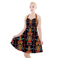 Egyptian Halter Party Swing Dress 