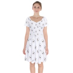 Cute Kawaii Ghost Pattern Short Sleeve Bardot Dress by Valentinaart