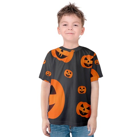 Halloween Pumpkin Autumn Fall Kids  Cotton Tee by Sapixe