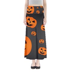 Halloween Pumpkin Autumn Fall Full Length Maxi Skirt by Sapixe