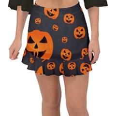 Halloween Pumpkin Autumn Fall Fishtail Mini Chiffon Skirt by Sapixe