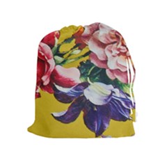 Textile Printing Flower Rose Cover Drawstring Pouch (xl) by Sapixe