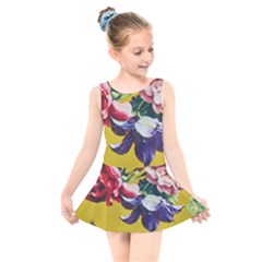 Textile Printing Flower Rose Cover Kids  Skater Dress Swimsuit by Sapixe