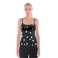 Pattern Skull Stars Halloween Gothic On Black Background Spaghetti Strap Top by genx