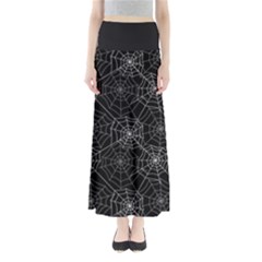 Pattern Spiderweb Halloween Gothic On Black Background Full Length Maxi Skirt by genx