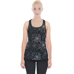 Pattern Spiderweb Halloween Gothic On Black Background Piece Up Tank Top by genx