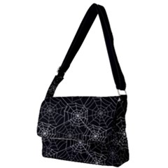 Pattern Spiderweb Halloween Gothic On Black Background Full Print Messenger Bag by genx