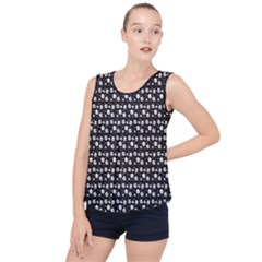 Pattern Skull Bones Halloween Gothic On Black Background Bubble Hem Chiffon Tank Top by genx