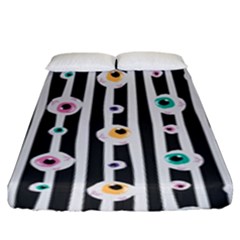 Pattern Eyeball Black And White Naive Stripes Gothic Halloween Fitted Sheet (king Size) by genx