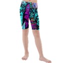 Graffiti Woman and Monsters turquoise cyan and purple Bright Urban Art with stars Kids  Mid Length Swim Shorts View1