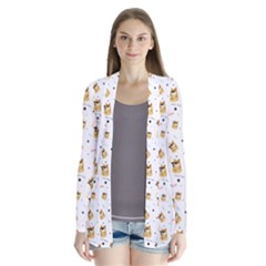 Doge Much Thug Wow Pattern Funny Kekistan Meme Dog White Drape Collar Cardigan by snek