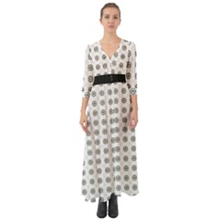 Logo Kekistan Pattern Elegant With Lines On White Background Button Up Boho Maxi Dress by snek