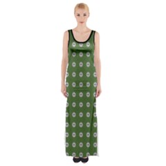 Logo Kekistan Pattern Elegant With Lines On Green Background Maxi Thigh Split Dress by snek