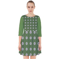 Logo Kekistan Pattern Elegant With Lines On Green Background Smock Dress by snek