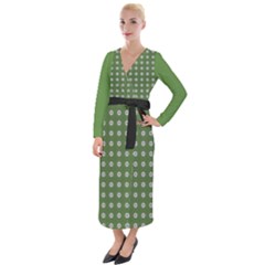 Logo Kekistan Pattern Elegant With Lines On Green Background Velvet Maxi Wrap Dress by snek