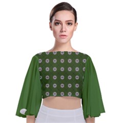 Logo Kekistan Pattern Elegant With Lines On Green Background Tie Back Butterfly Sleeve Chiffon Top by snek