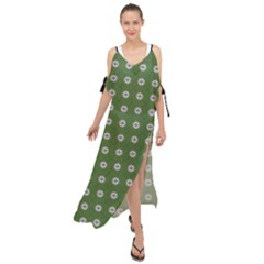 Logo Kekistan Pattern Elegant With Lines On Green Background Maxi Chiffon Cover Up Dress by snek