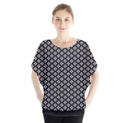 Logo Kek Pattern Black And White Kekistan Black Background Batwing Chiffon Blouse by snek