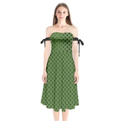 Logo Kek Pattern Black And Kekistan Green Background Shoulder Tie Bardot Midi Dress by snek