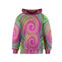 Groovy Abstract Pink, Turquoise And Yellow Swirl Kids  Pullover Hoodie View1