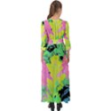 Fluorescent Yellow Smoke Tree With Pink Hydrangea Button Up Boho Maxi Dress View2