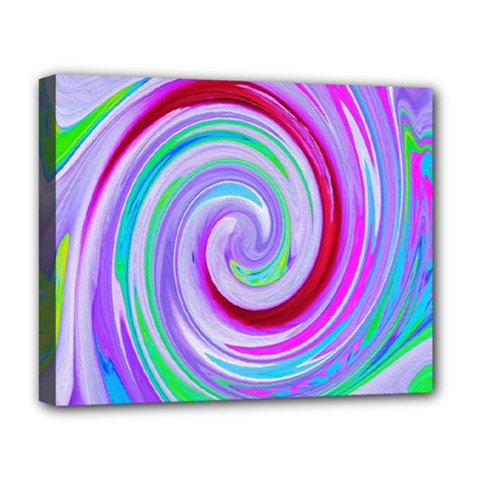 Groovy Abstract Red Swirl On Purple And Pink Deluxe Canvas 20  X 16  (stretched) by myrubiogarden