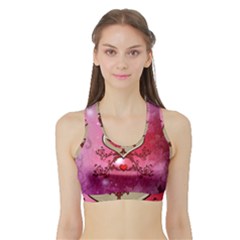 Wonderful Hearts With Floral Elements Sports Bra With Border by FantasyWorld7