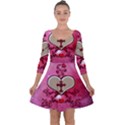 Wonderful Hearts With Floral Elements Quarter Sleeve Skater Dress View1