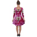 Wonderful Hearts With Floral Elements Quarter Sleeve Skater Dress View2