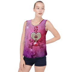 Wonderful Hearts With Floral Elements Bubble Hem Chiffon Tank Top by FantasyWorld7