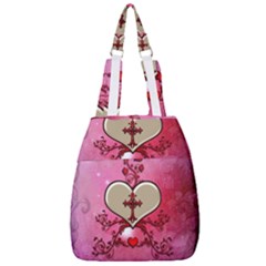 Wonderful Hearts With Floral Elements Center Zip Backpack by FantasyWorld7