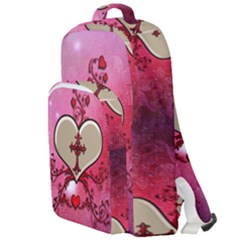 Wonderful Hearts With Floral Elements Double Compartment Backpack by FantasyWorld7