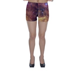 Cosmic Astronomy Sky With Stars Orange Brown And Yellow Skinny Shorts by genx