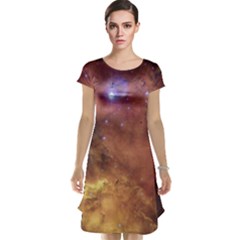 Cosmic Astronomy Sky With Stars Orange Brown And Yellow Cap Sleeve Nightdress by genx