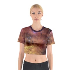 Cosmic Astronomy Sky With Stars Orange Brown And Yellow Cotton Crop Top by genx