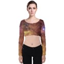 Cosmic Astronomy sky with stars orange brown and yellow Velvet Long Sleeve Crop Top View1