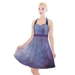 Orion Nebula Pastel Violet Purple Turquoise Blue Star Formation Halter Party Swing Dress  by genx