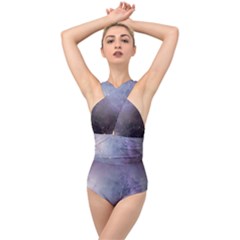 Orion Nebula Pastel Violet Purple Turquoise Blue Star Formation Cross Front Low Back Swimsuit by genx