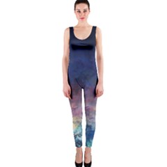 Lagoon Nebula Interstellar Cloud Pastel Pink, Turquoise And Yellow Stars One Piece Catsuit by genx