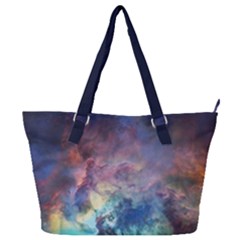 Lagoon Nebula Interstellar Cloud Pastel Pink, Turquoise And Yellow Stars Full Print Shoulder Bag by genx