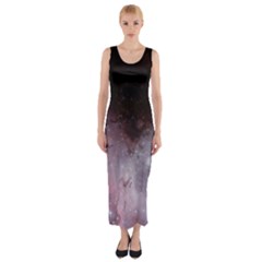 Eagle Nebula Wine Pink And Purple Pastel Stars Astronomy Fitted Maxi Dress by genx