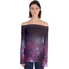 Christmas Tree Cluster Red Stars Nebula Constellation Astronomy Off Shoulder Long Sleeve Top by genx