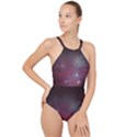 Christmas Tree cluster red stars nebula constellation Astronomy High Neck One Piece Swimsuit View1