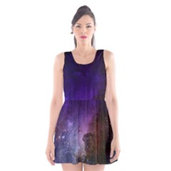 Carina Nebula Ngc 3372 The Grand Nebula Pink Purple And Blue With Shiny Stars Astronomy Scoop Neck Skater Dress by genx